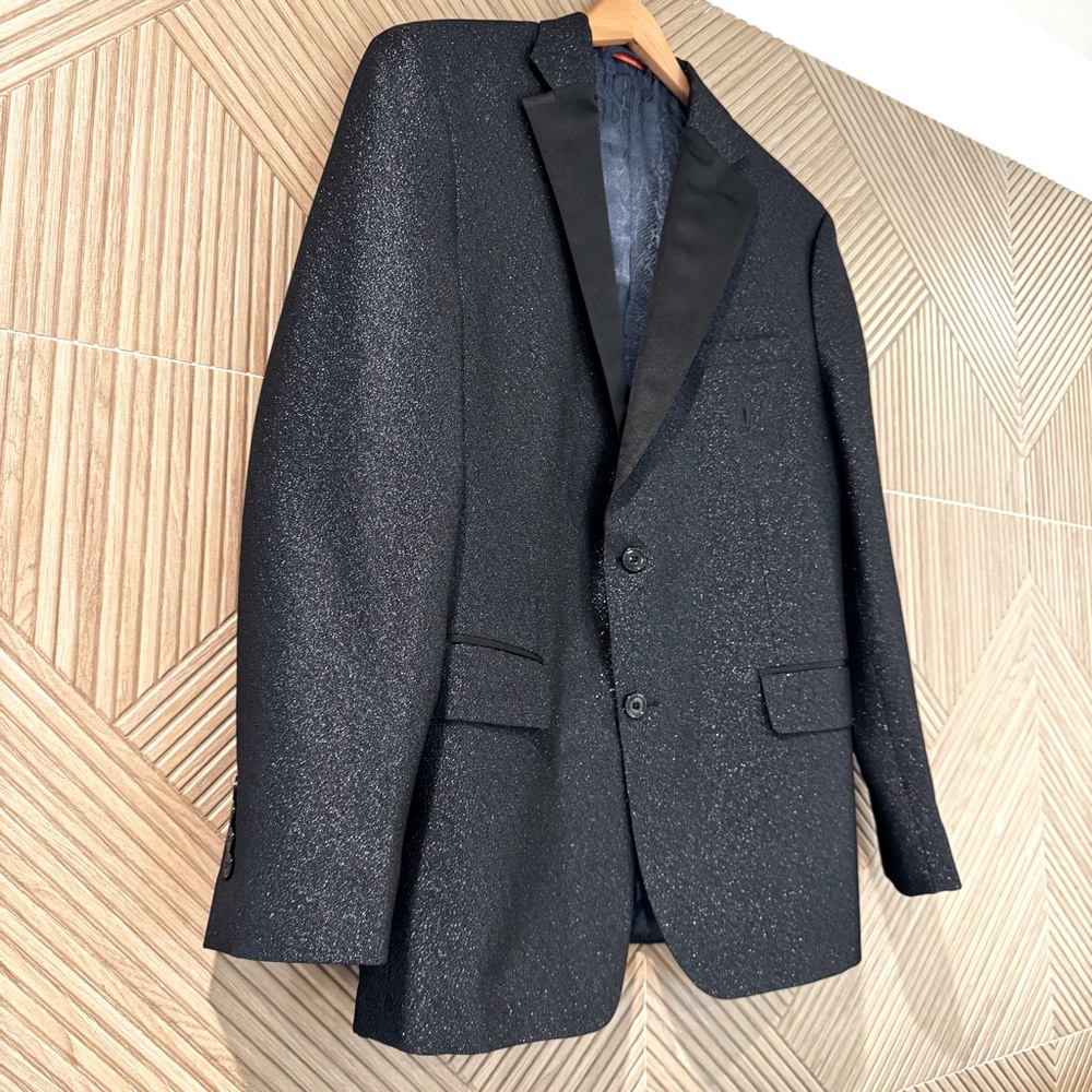 TALLIA Navy Glitter Slim Fit Dinner Jacket, Sport Coat, 44R
